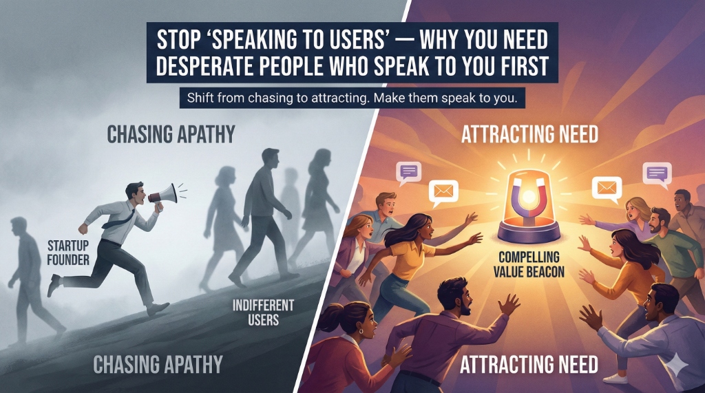 Stop 'Speaking to Users' — Why You Need Desperate People Who Speak to You First